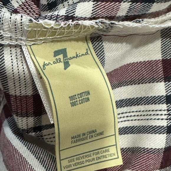 7 For All Mankind Western Plaid Black Floral Embroidered Shirt Size XL - Picture 4 of 5